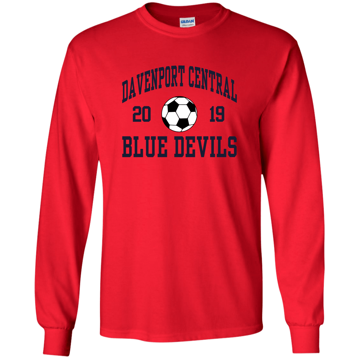 Davenport Central Blue Devils Logo - Davenport Central High School Long Sleeve Ultra Cotton T-Shirt ...