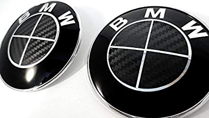 Carbon Fiber BMW Logo - ALL BLACK Carbon Fiber Sticker Overlay Vinyl for All BMW