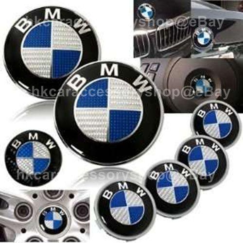 Carbon Fiber BMW Logo - BMW Blue carbon fiber hood emblem trunk emblem wheel center cap
