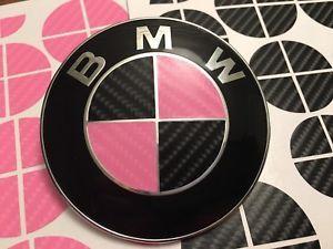 Carbon Fiber BMW Logo - BLACK AND PINK CARBON FIBER Complete Set of Vinyl Overlay All BMW ...