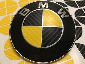 Carbon Fiber BMW Logo - BLACK AND YELLOW CARBON FIBER Complete Set of Vinyl Overlay All BMW ...