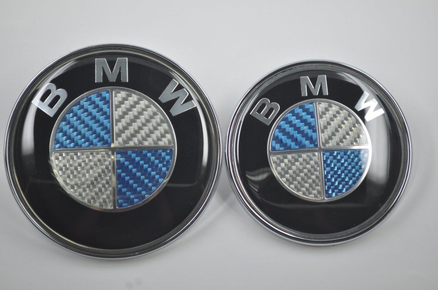 Carbon Fiber BMW Logo - BMW Blue Carbon Fiber Emblem Set 7pcs E46 E90