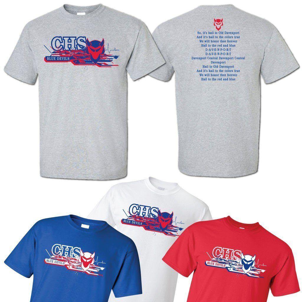 Davenport Central Blue Devils Logo - CHS Blue Devils 2 Sided Print T-Shirt