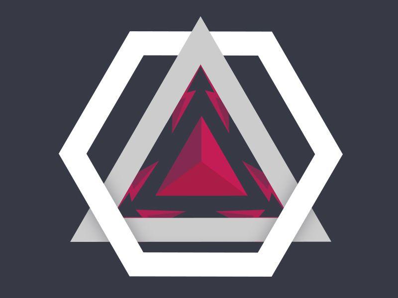 Hexagon White Triangle Red Logo - Star gate logo