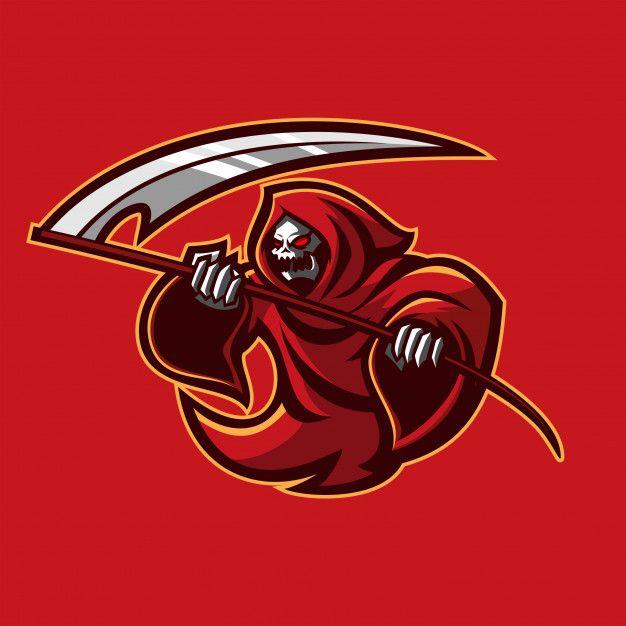 Red Gaming Logo - Grim reaper esport gaming mascot logo template Vector | Premium Download