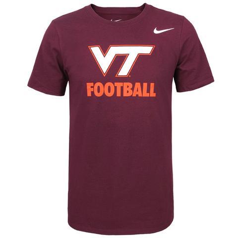 Maroon Football Logo - Virginia Tech Logo Football T-Shirt by Nike – Campus Emporium