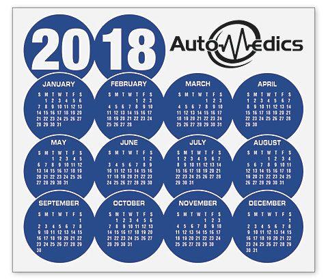 White with Blue Circle Company Logo - 2018 Magnetic Calendars - Blue Circles | Ref. 766106