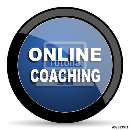 White with Blue Circle Company Logo - online coaching blue circle glossy web icon on white background ...