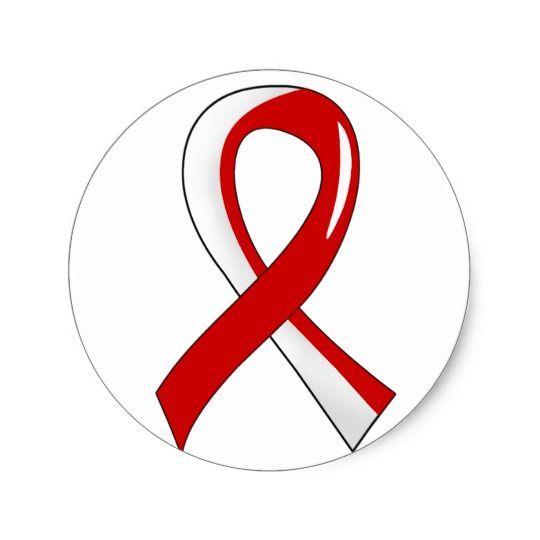 Red and White Ribbon Logo - Aplastic Anaemia Red White Ribbon 3 Classic Round Sticker | Zazzle.co.uk