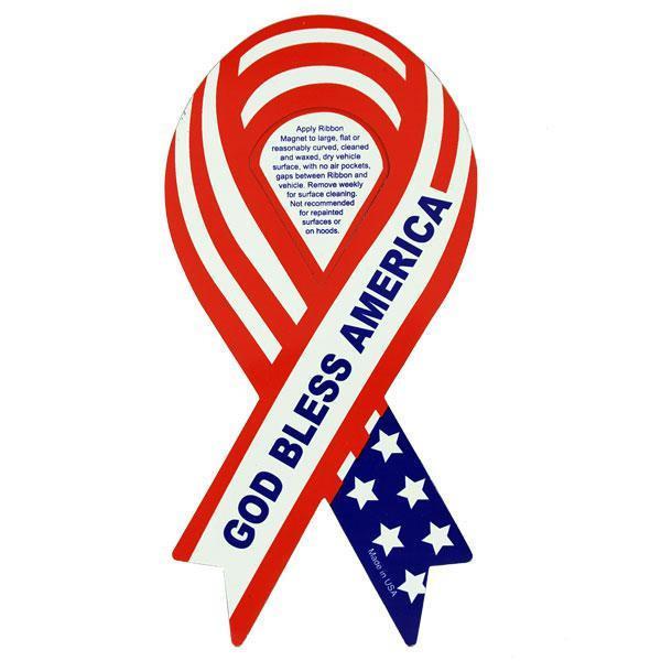 Red and White Ribbon Logo - Ribbon Magnet: Red, white and blue God Bless America – Vanguard
