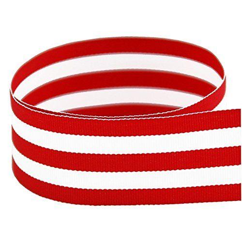 Red and White Ribbon Logo - 1 1 2 Red & White Taffy Striped Grosgrain Ribbon