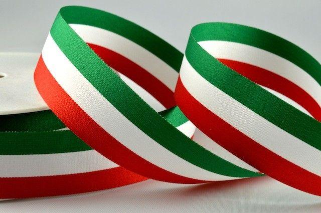 Red and White Ribbon Logo - 53998 - 15mm, 25mm & 40mm Striped Flag Ribbon