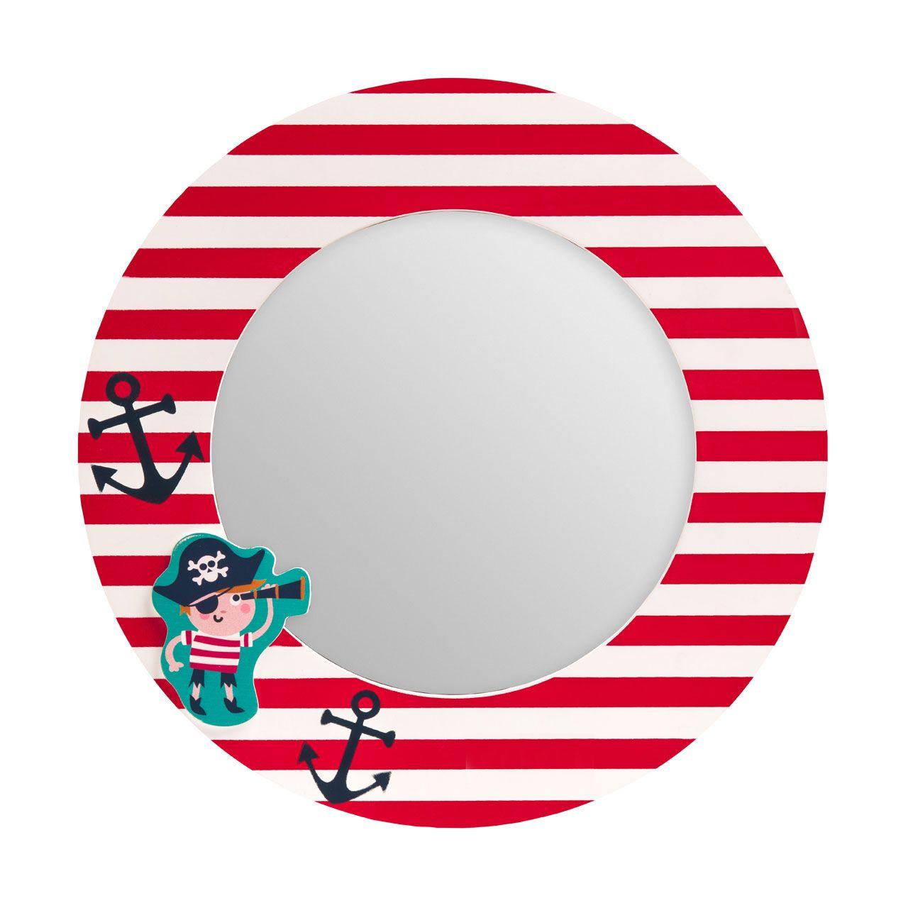 Red and White Round Logo - Premier Pirate Kids Wall Mirror, Red & White Round 30 x 1 x 30cm