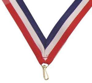 Red and White Ribbon Logo - Pack Of 10 X Red White Blue Striped Medal Sports Ribbon