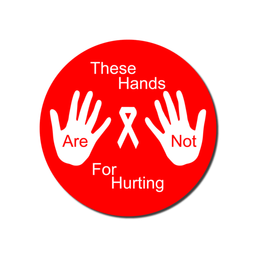 Red and White Ribbon Logo - These Hands Are Not For Hurting' red stickers (Roll of 500) — White ...