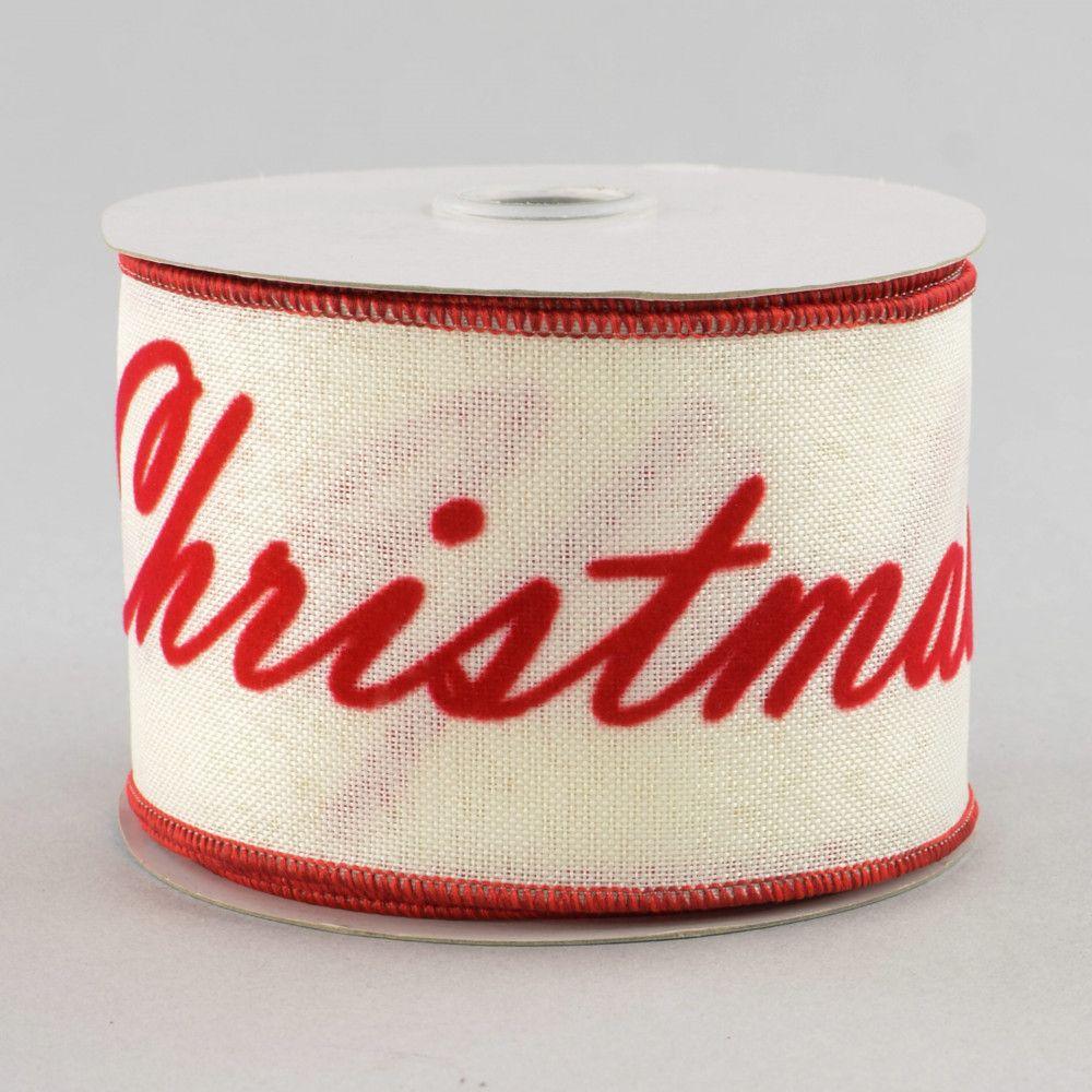 Red and White Ribbon Logo - 2.5 Merry Christmas Y'all White Ribbon (10 Yards) RG1366