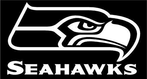 Black and White Seahawks Logo - Seattle Seahawks White Logo W Text Sticker Car Window Graphics 12X