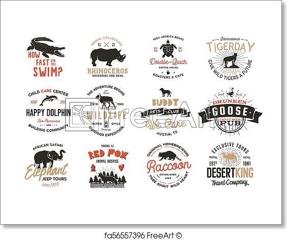 Great Animal Logo - Free art print of Wild animal Badges set and great outdoors activity