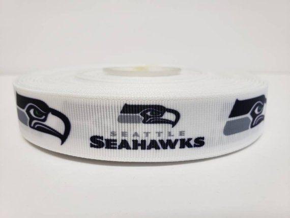 Black and White Seahawks Logo - NFL Seattle Seahawks Logo White Grosgrain Ribbon 7/8 | Etsy
