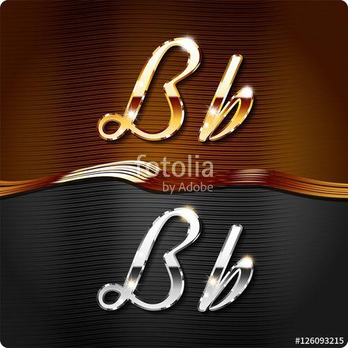 Italic B Logo - Golden stylish italic letters and italic metal letters of the ...
