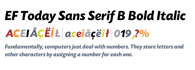 Italic B Logo - EF Today™ Sans Serif B Bold Italic - Fonts.com
