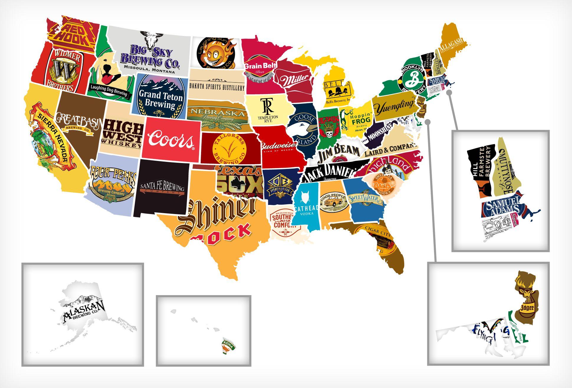 Most Famous Beer Logo - Map of All 50 States' Most Iconic Beer/Liquor - Thrillist