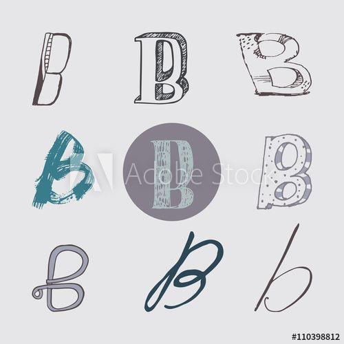 Italic B Logo - Original letters B set, isolated on light gray background. Alphabet ...