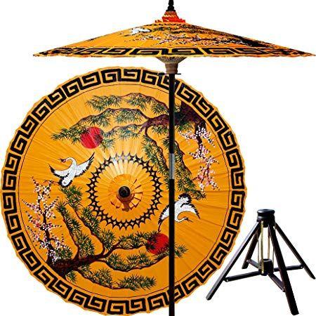 Crane Orange Circle Logo - Mirrored Cranes 7 Foot Patio Umbrella With Base - Orange: Amazon.co ...