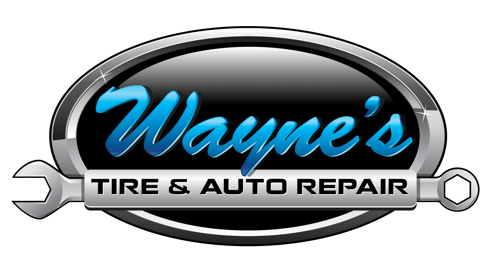 Cool Auto Repair Logo - Night Drop. Wayne's Tire & Auto Repair