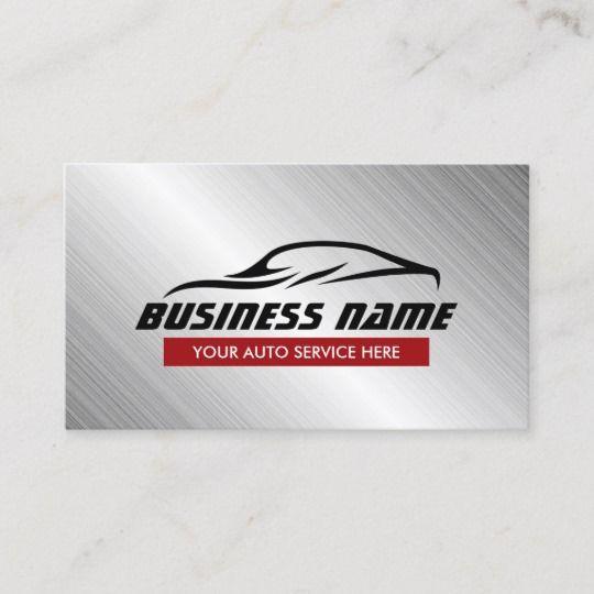 Cool Auto Repair Logo - Auto Repair Cool Car Shape Metallic Automotive Business Card