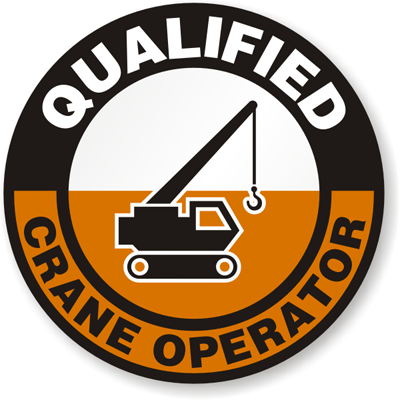Crane Orange Circle Logo - Hard Hat Decals - Qualified Crane Operator Signs, SKU: HH-0090