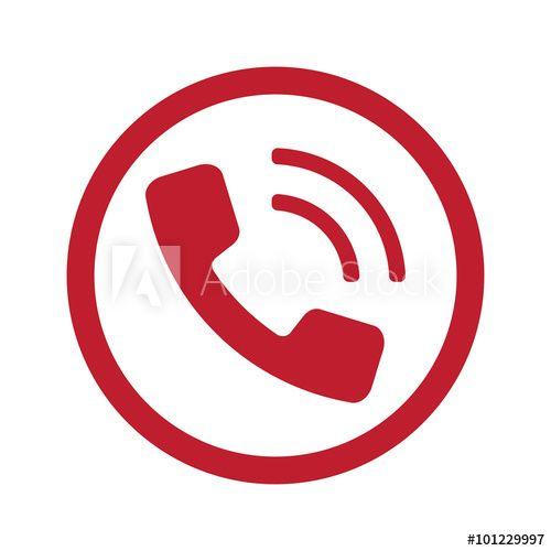Circle Phone Logo - Flat red Phone icon in circle on white this stock vector