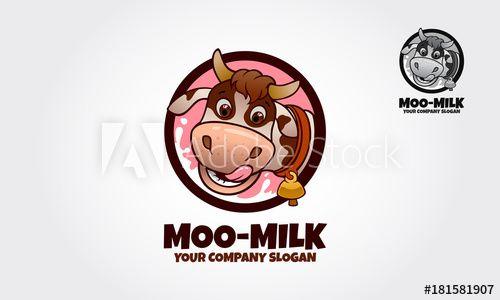 Yogurt Company Logo - A cow cartoon character logo template This logo ideal for Food logo