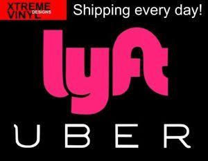 Pink Lyft Logo - UBER LYFT Pink White Vinyl Decal Sticker Rear Window Car Sign