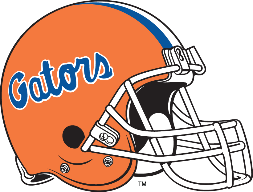 FL Gators Logo - Florida Gators Helmet Logo (1984) - Blue Gators script on orange ...