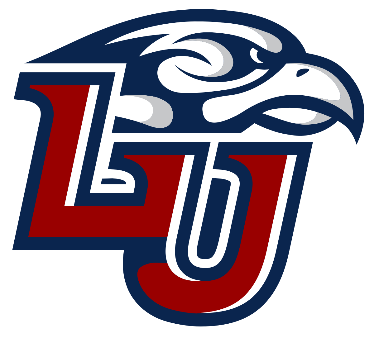 Red and Blue Sports Logo - Liberty Flames and Lady Flames