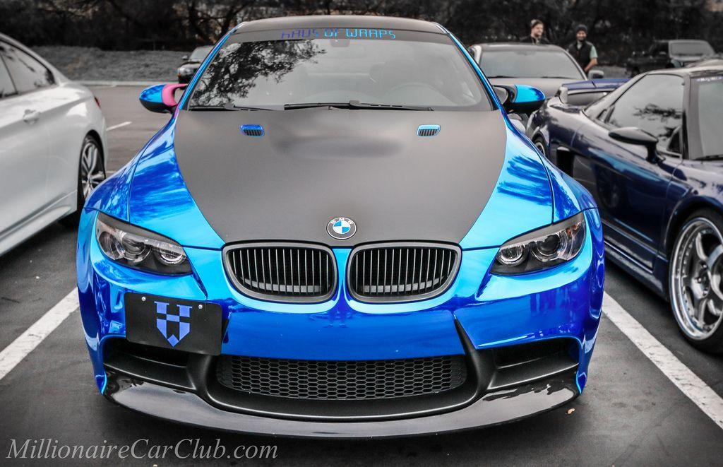 Car Wrap BMW M3 Logo - Chrome Blue BMW M3. Chrome Blue Vinyl Wrap on an E92 BMW M3