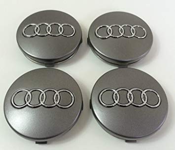 4 Silver Circles Logo - x Hubcaps Logo Audi 60 mm Caps for Circles Alloy Studs A2 A3