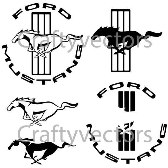 Black and White Ford Mustang Logo - Ford Mustang Logos Vector | Etsy