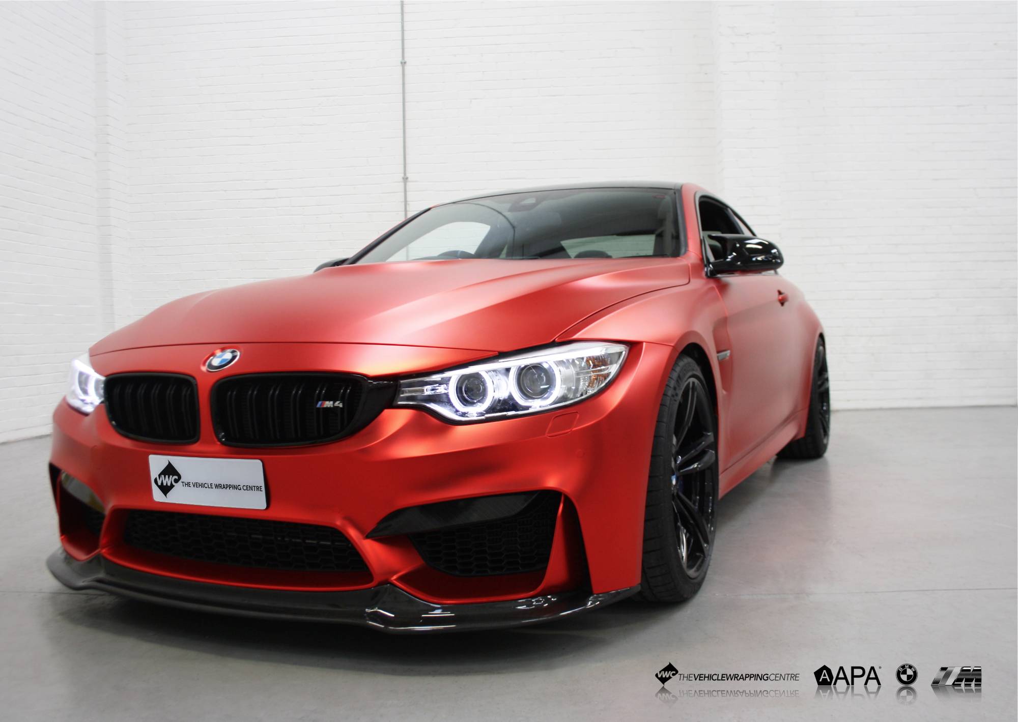 Car Wrap BMW M3 Logo - BMW M4 - APA Satin Red Chrome Personal Vehicle Wrap Project