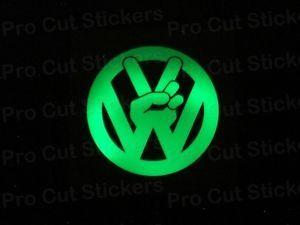 Dark VW Logo - PEACE Transporter Camper Van Glow in the Dark Luminescent Stickers ...