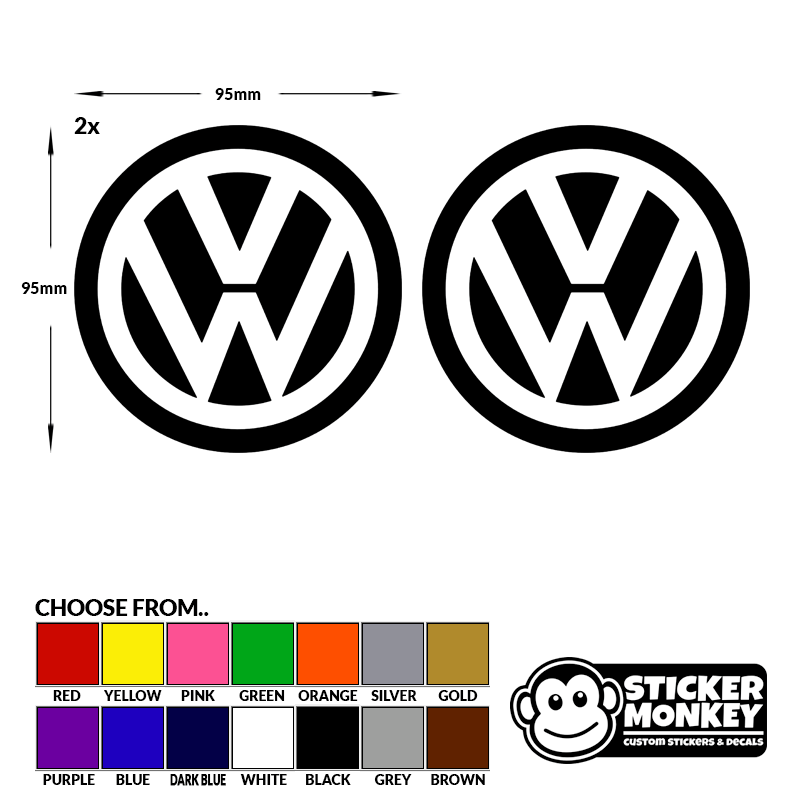 Dark VW Logo - 2x VW Logo Car Dub Vinyl Decal Sticker Golf Jetta Passat Bora