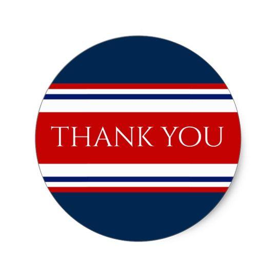 Red and White Round Logo - Red White and Blue Thank You Classic Round Sticker | Zazzle.co.uk