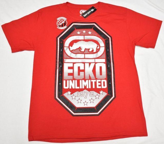 Clothing Rhino Logo - Ecko Unltd T Shirt Men's Size L Rhino Logo Graphic Tee Red Urban