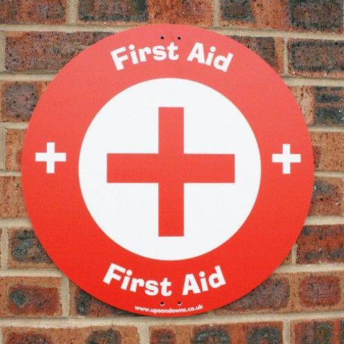 Red and White Round Logo - First Aid Red and White Circle - First Aid - SAFETY SIGNS | School ...