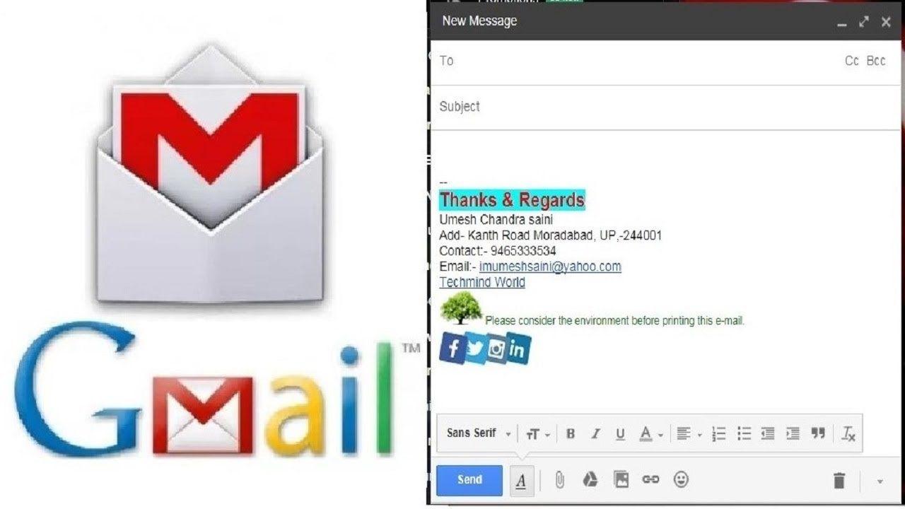 New Gmail Logo - How to add | Create Permanent Signature & Logo to Email in Gmail ...