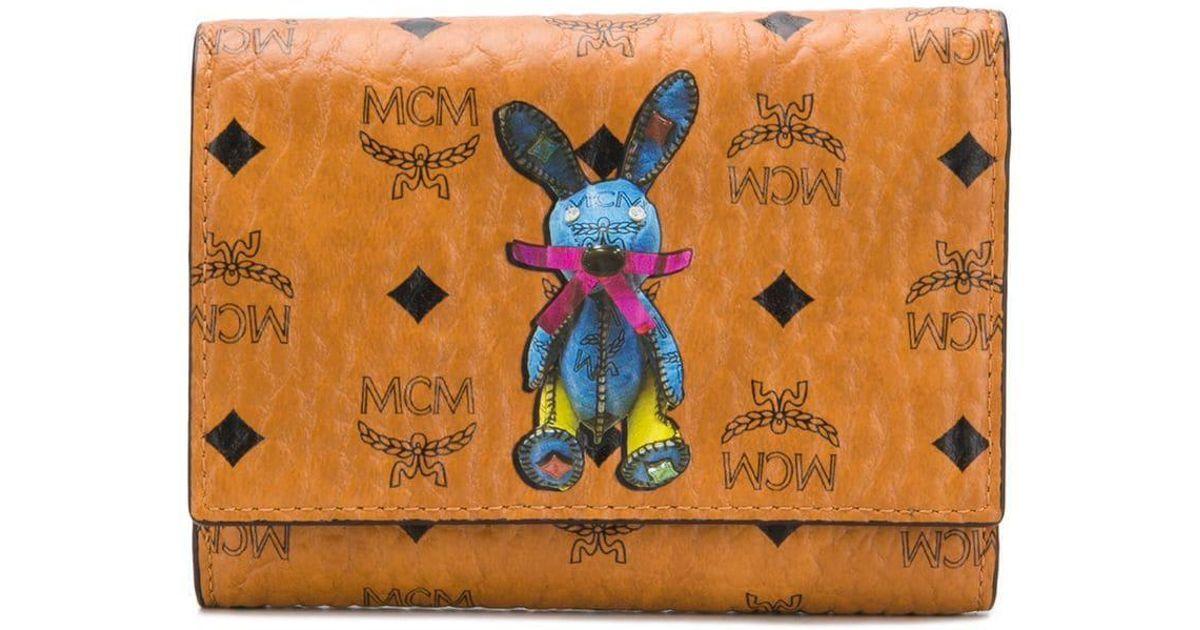 Brown Rabbit Logo - Lyst - MCM Logo Rabbit Embellished Wallet in Brown