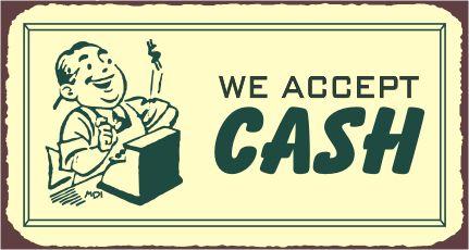 We Accept Cash Logo - Settle Up — the Speakeasy