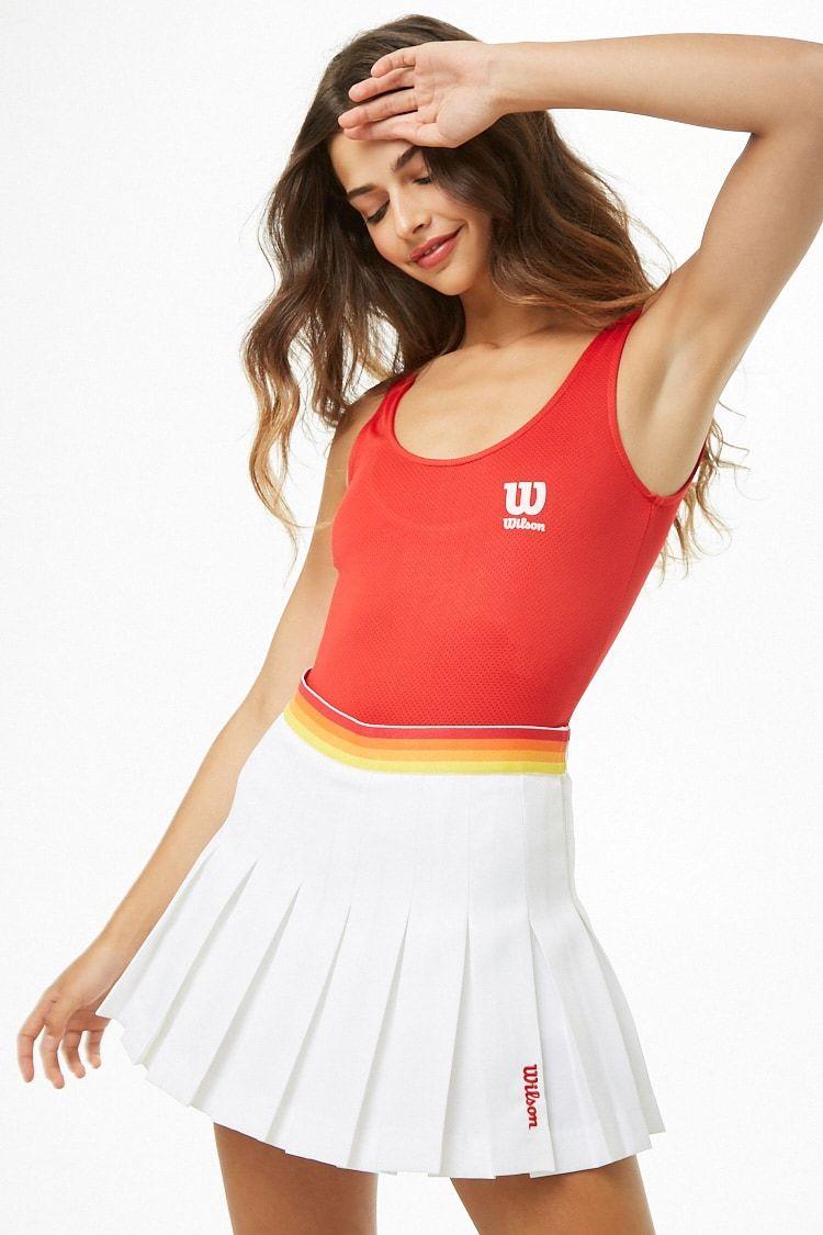 Red Forever 21 Logo - Wilson Jersey Mesh Logo Bodysuit | Forever 21