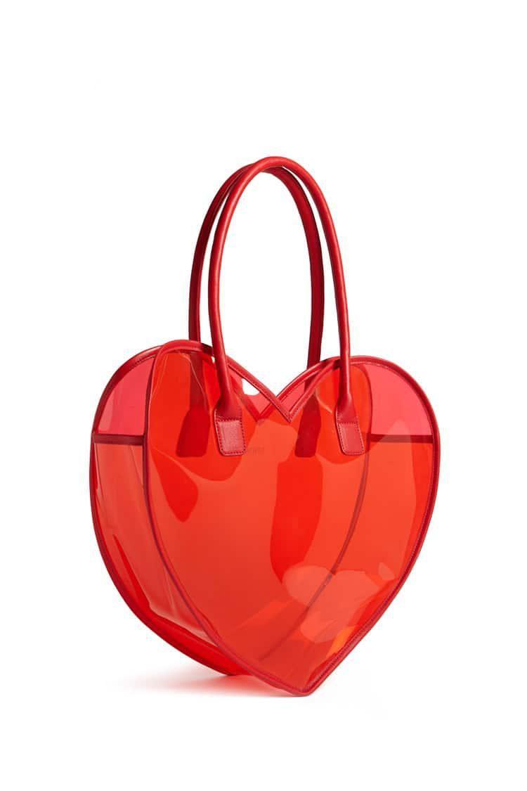 Red Forever 21 Logo - Lyst - Forever 21 Vinyl Heart Tote Bag in Red